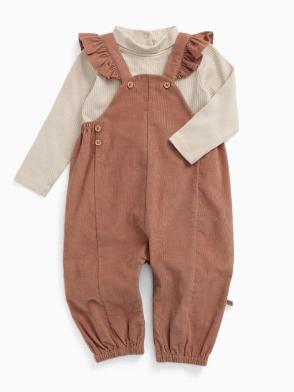 NWT Mori Frilled Corduroy Overalls & Bodysuit Outfit (18-24 Months)